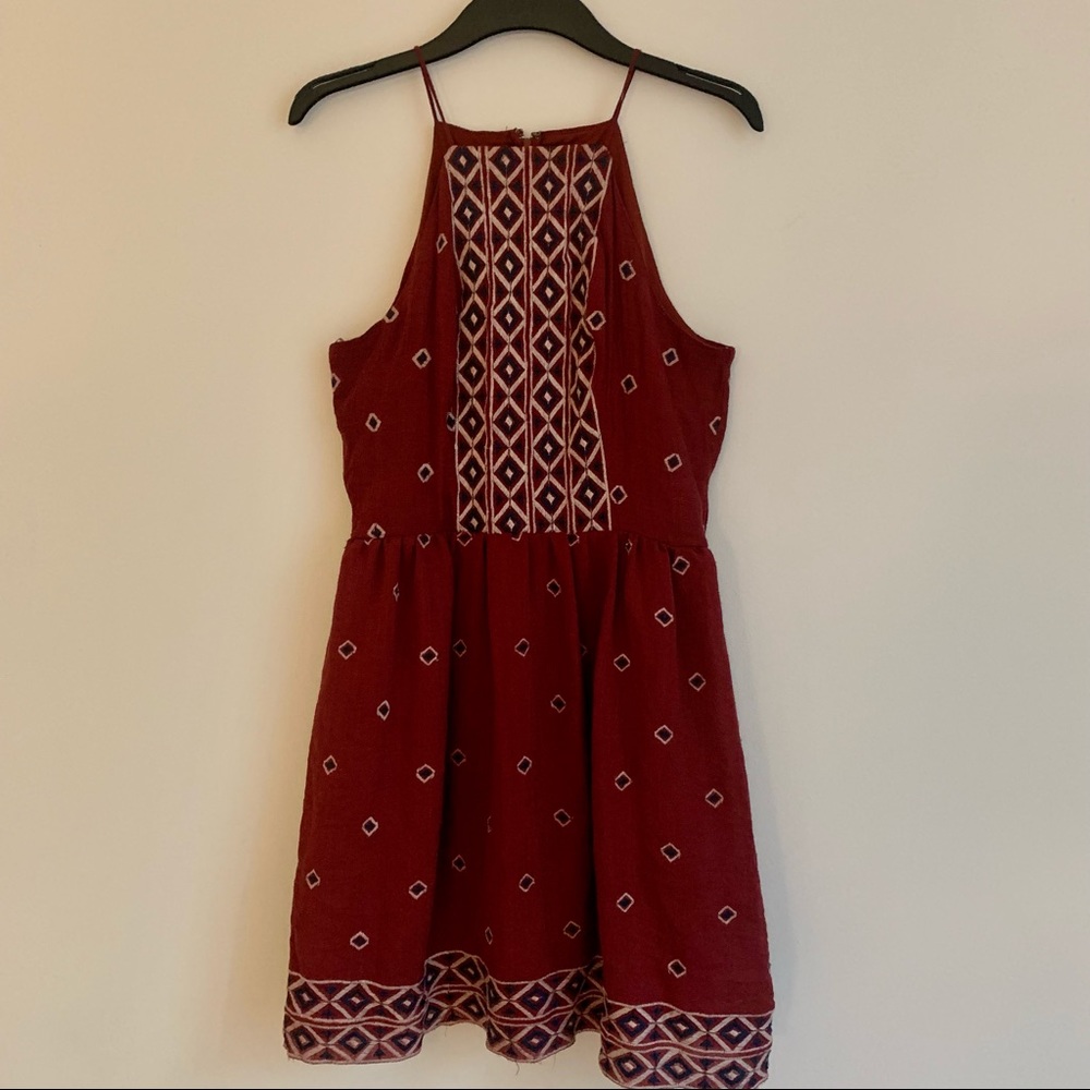 Maroon Alya Dress (Large) w/ Tribal Print